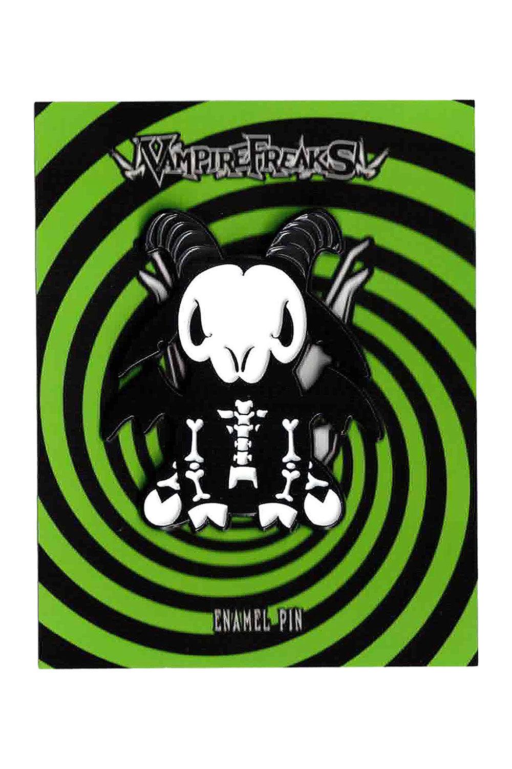gothic skeleton goat enamel pin