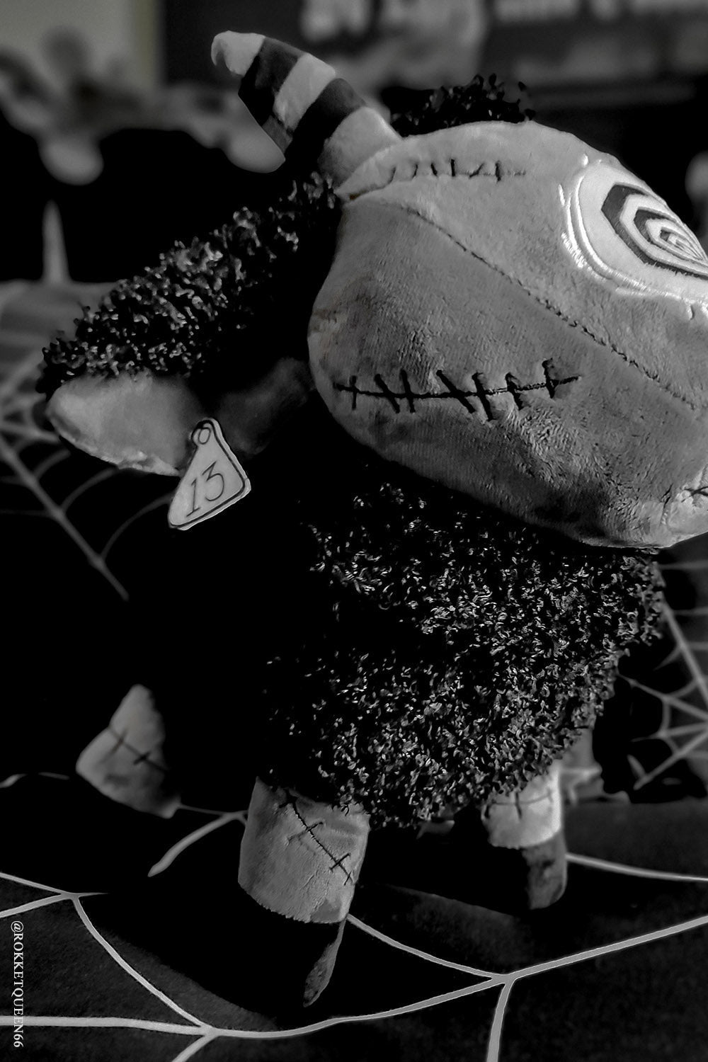creepy cute gothic black lamb plush toy