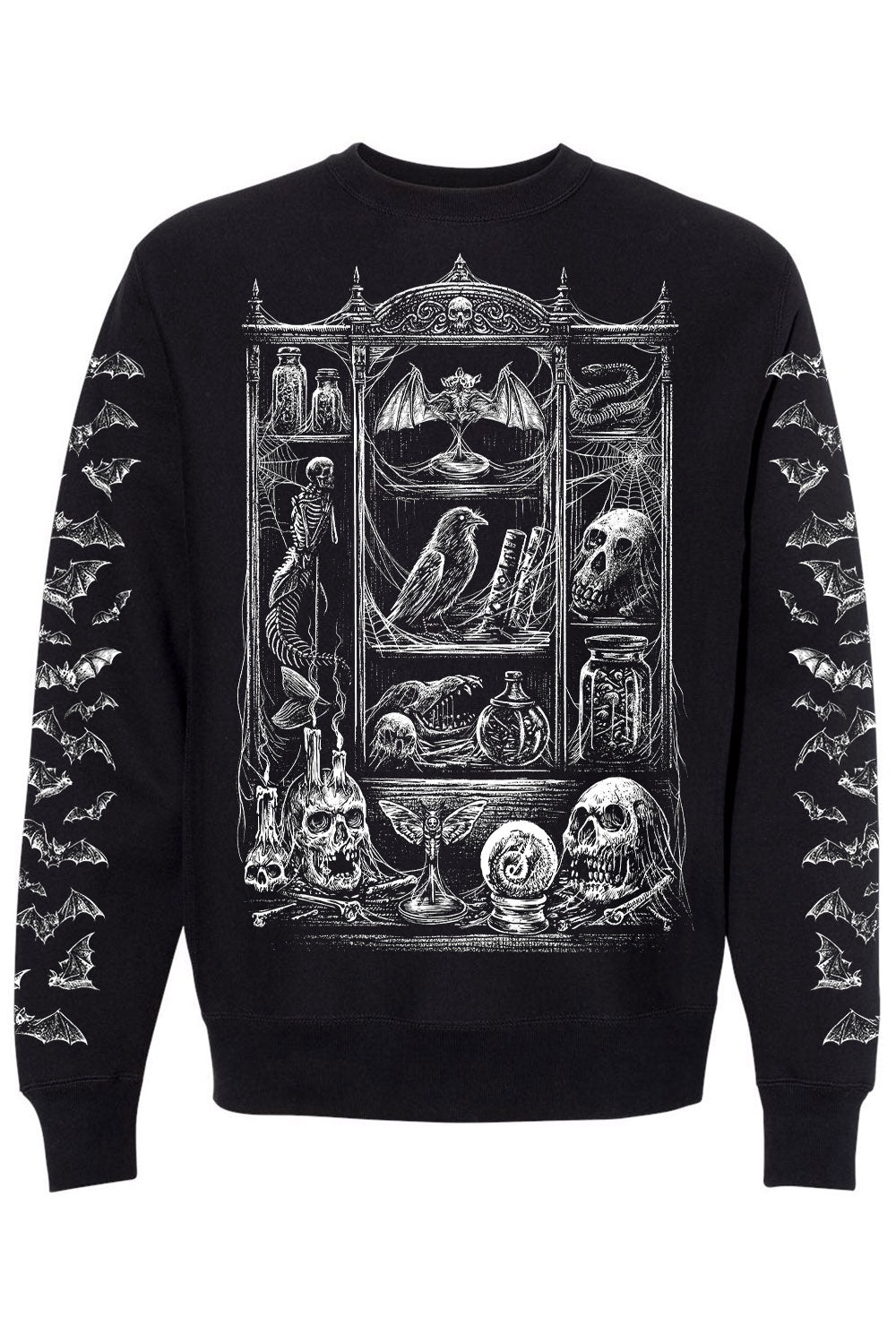oddities sweatshirt with printed bat sleeves