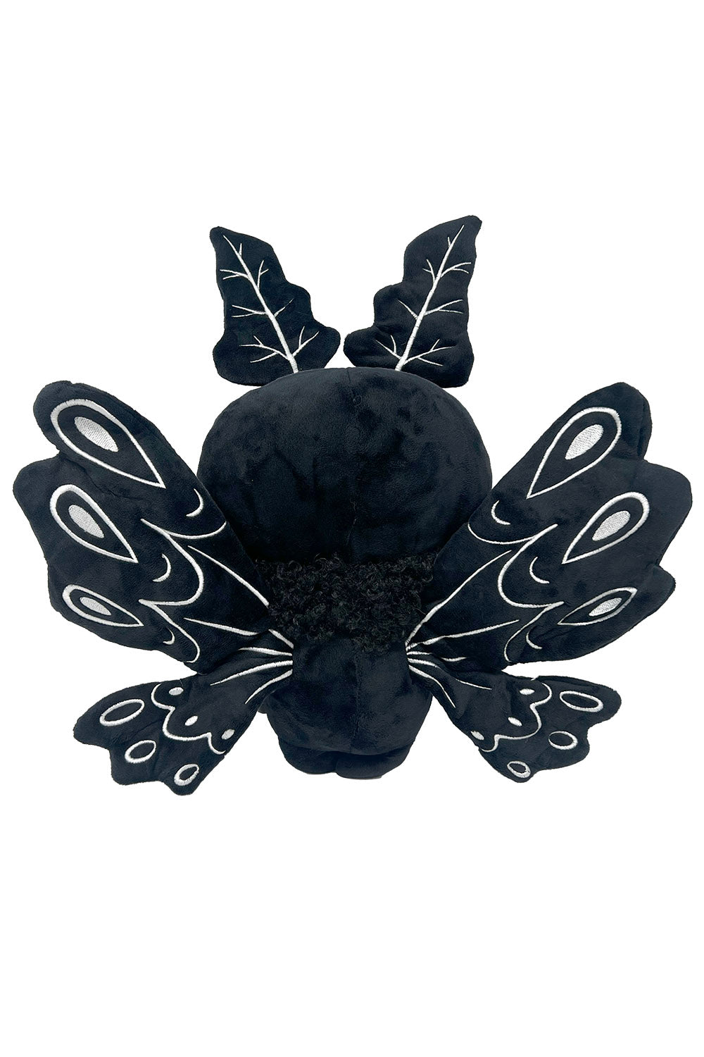 gothic moth plush toy with embroidered posable wings