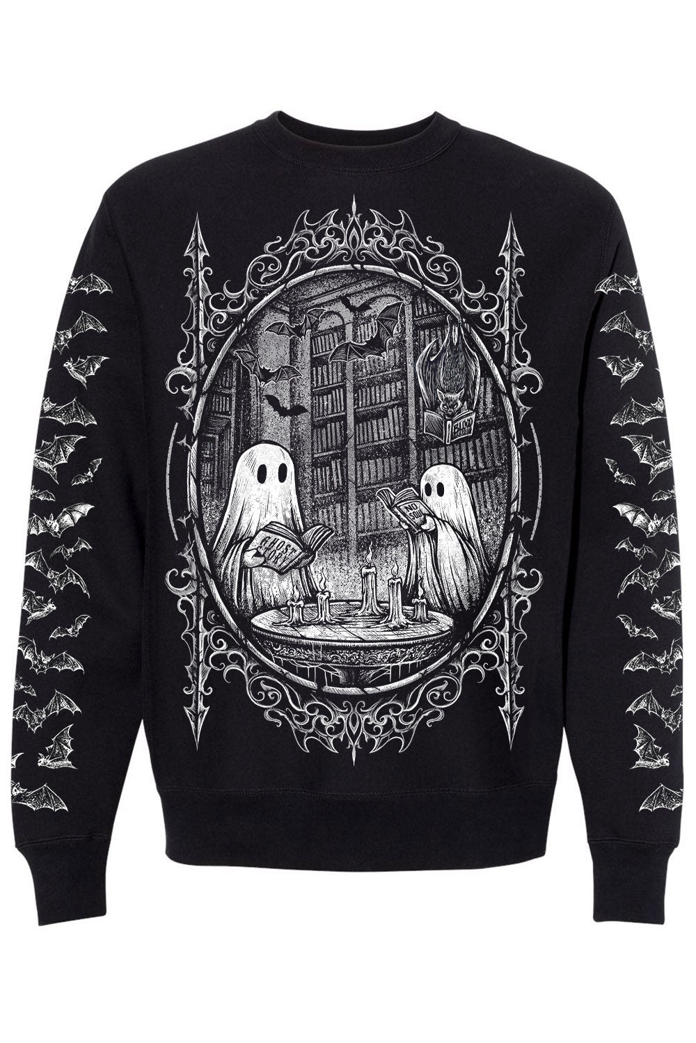 ghost sweater with vampire bat sleeves