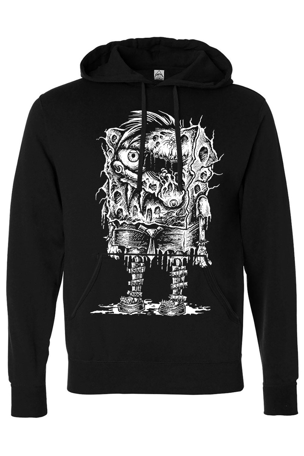hoodie with emo sponge wearing platform boots and spiked bracelets