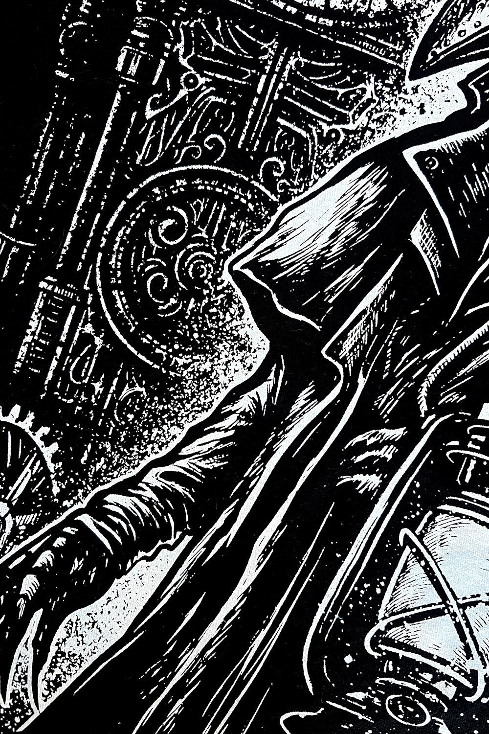 heavy metal plague doctor lantern and clock hoodie