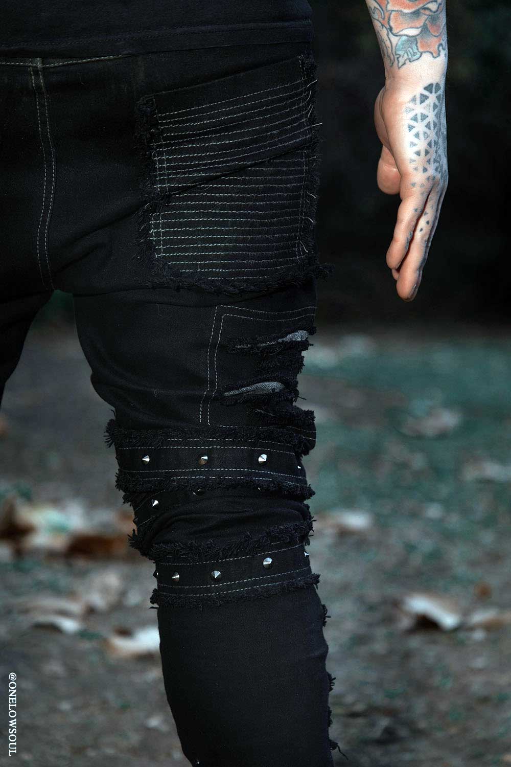 mens punk rock studded pants
