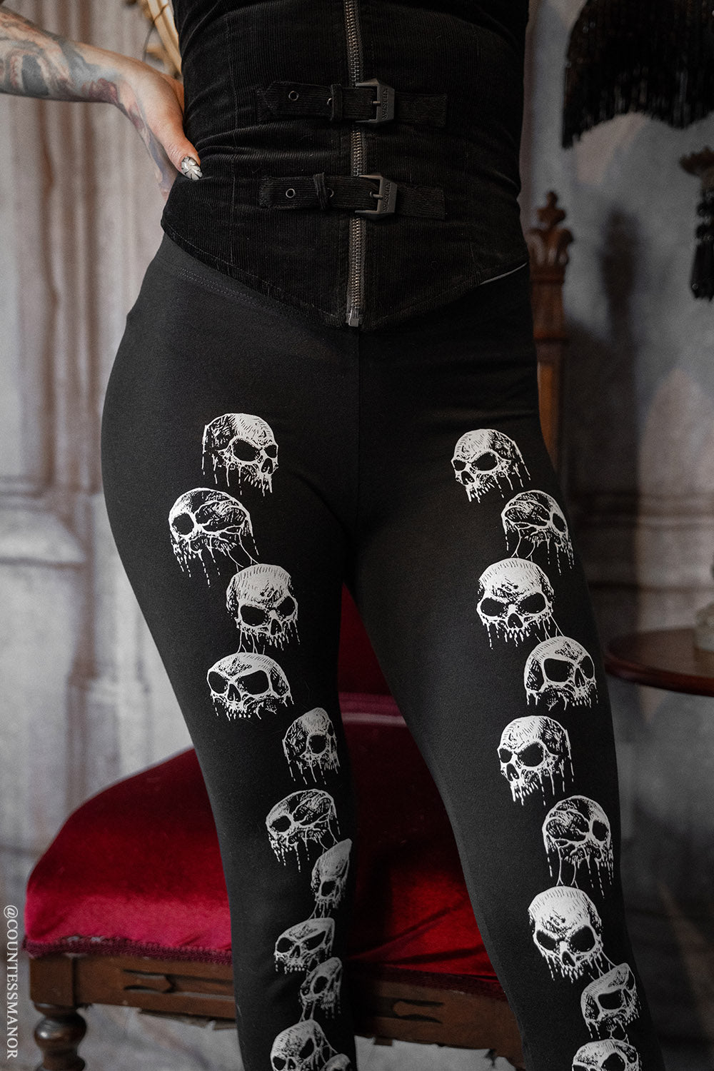 womens punk skull leggings