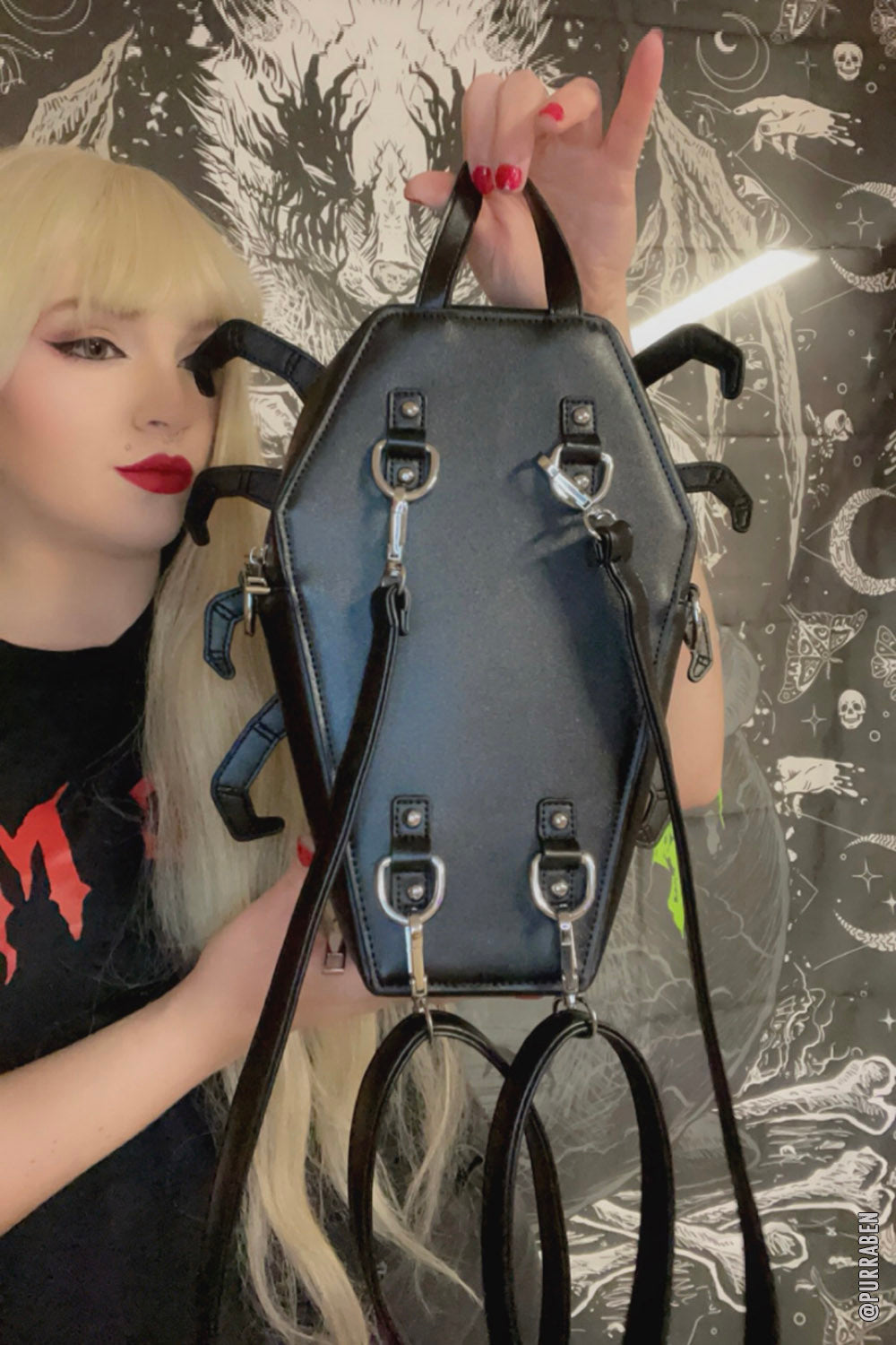emo coffin backpack with adjustable shoulder straps