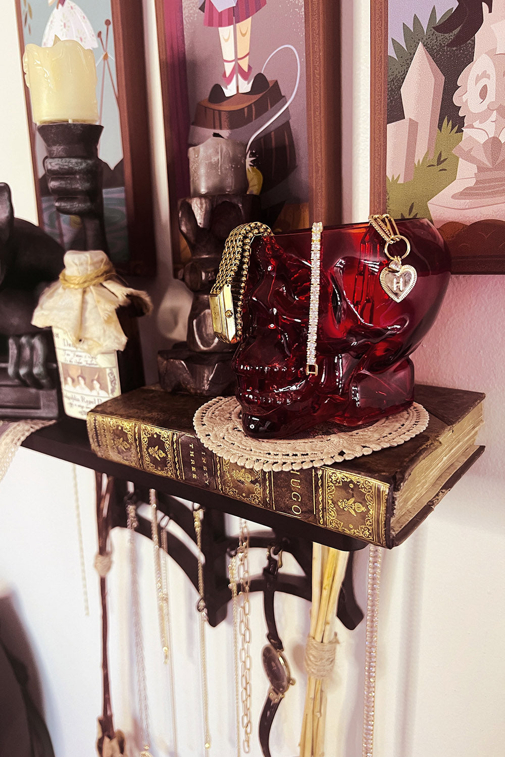 Victorian gothic necklace display shelf