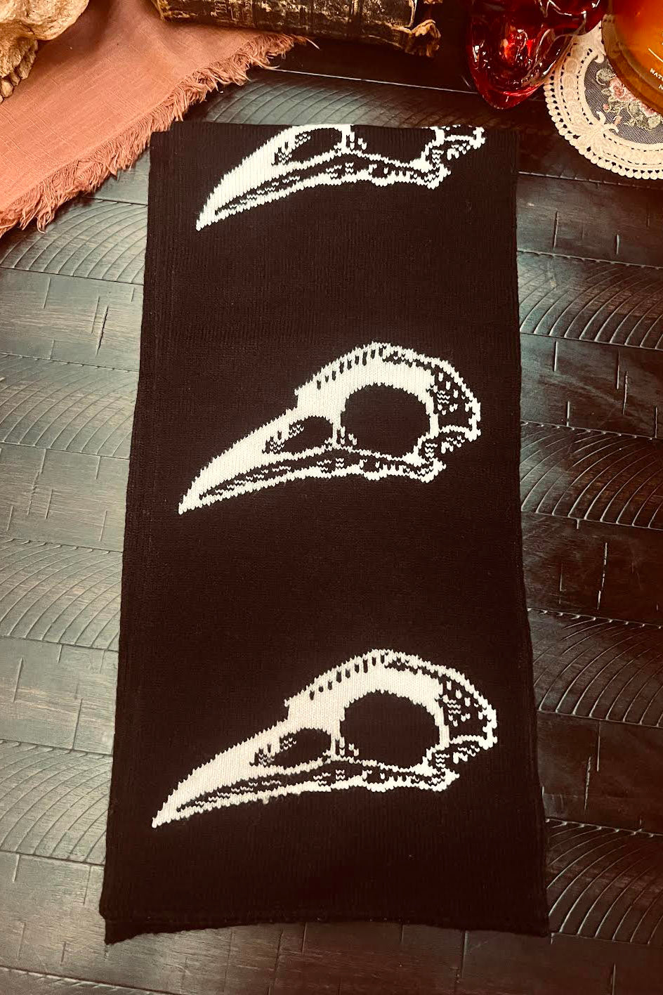womens vintage gothic black scarf
