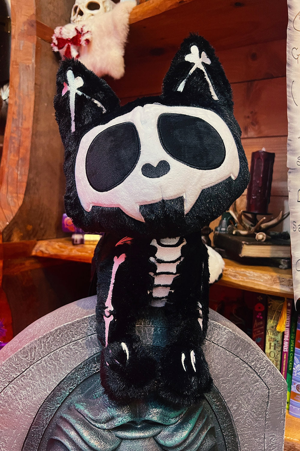 skeleton cat plush bag