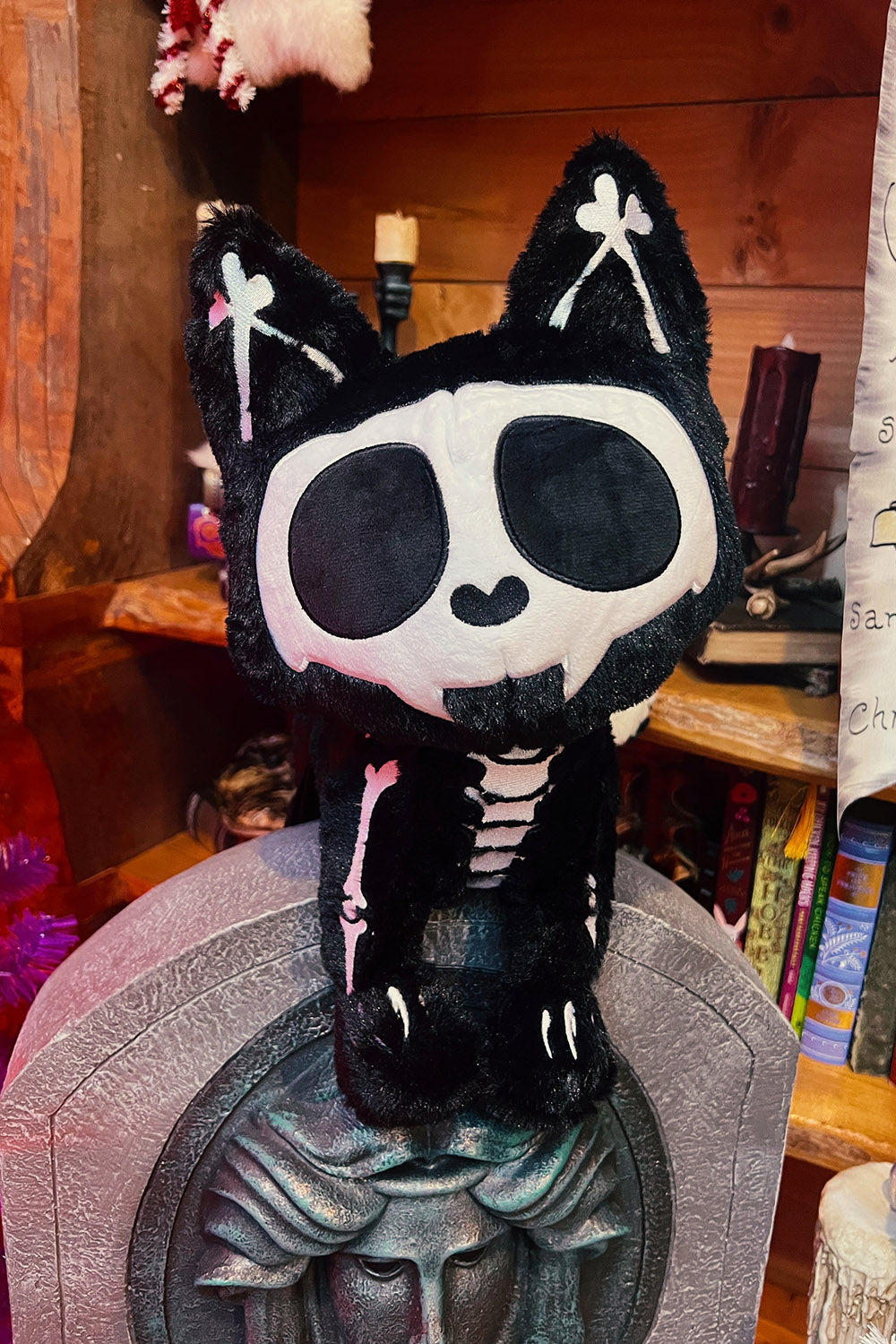 plushie skeleton cat crossbody bag