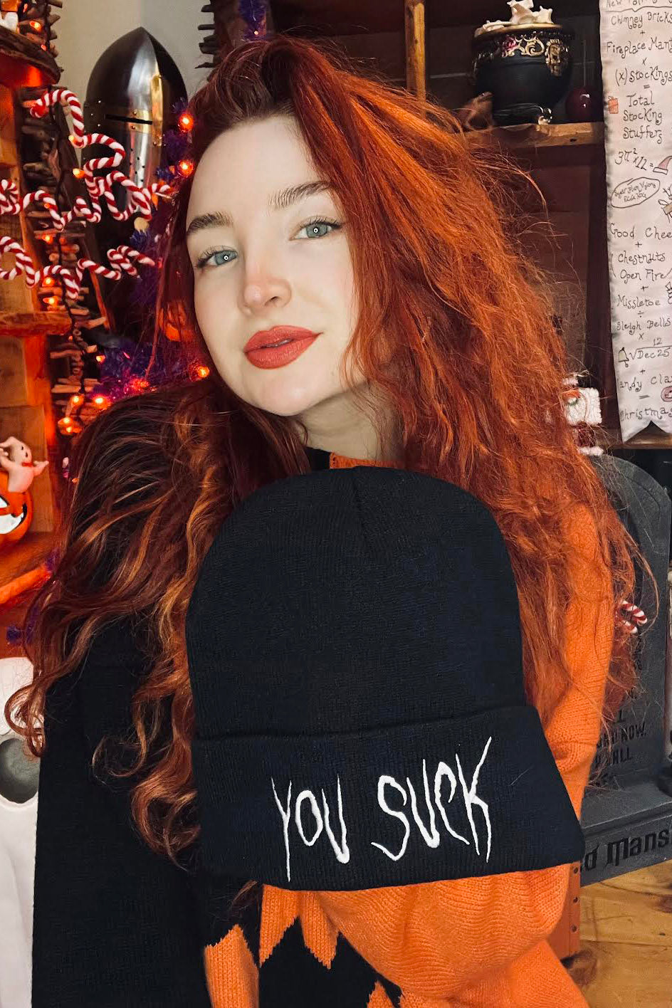 rocker punk beanie hat ribbed