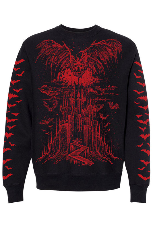 Vampire Castle Sweatshirt w/ Bat Sleeves [BLOOD RED]