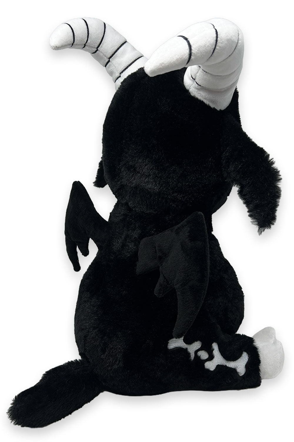black and white embroidered skeleton goat plush toy studded animal for adults