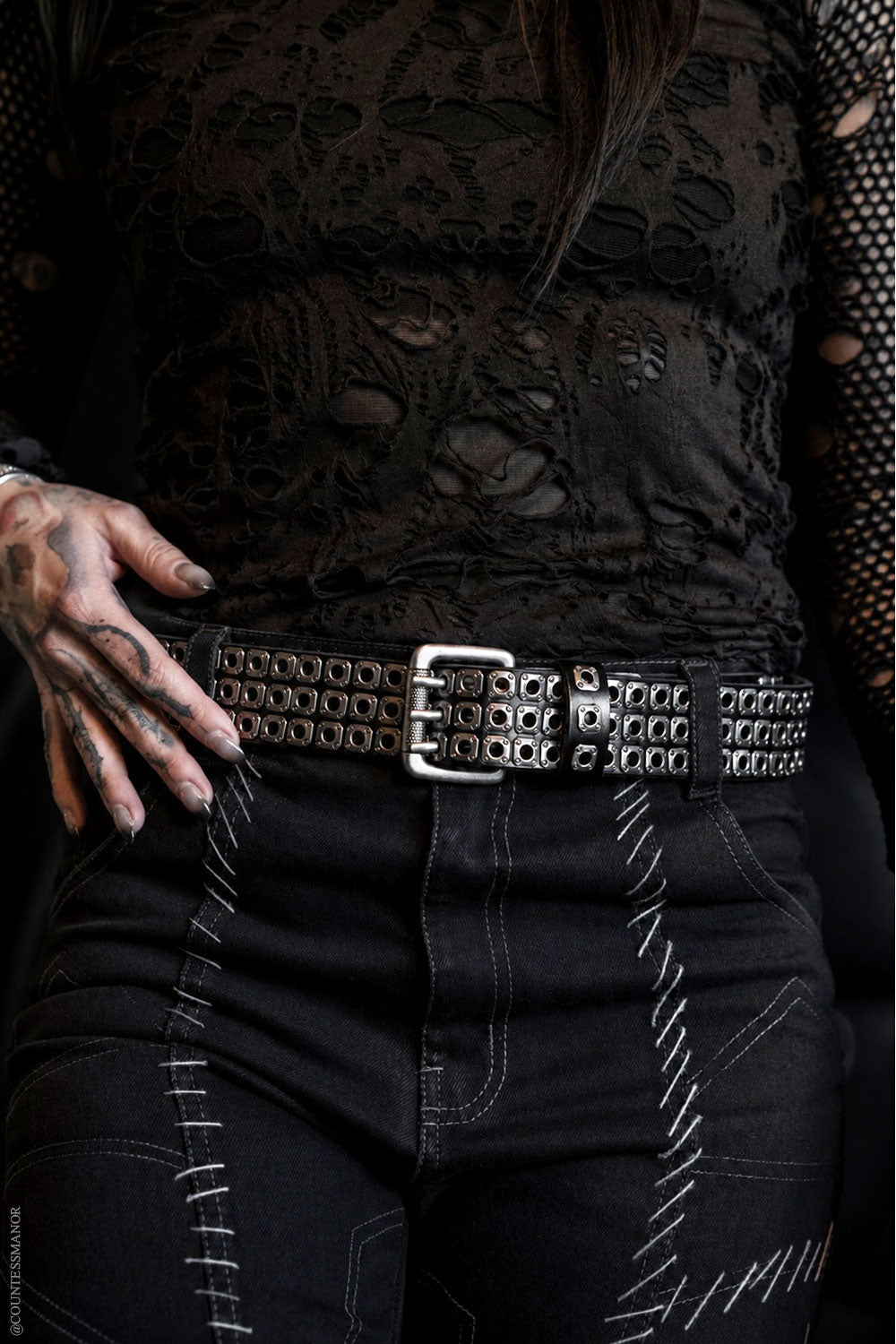 genuine leather studded belt