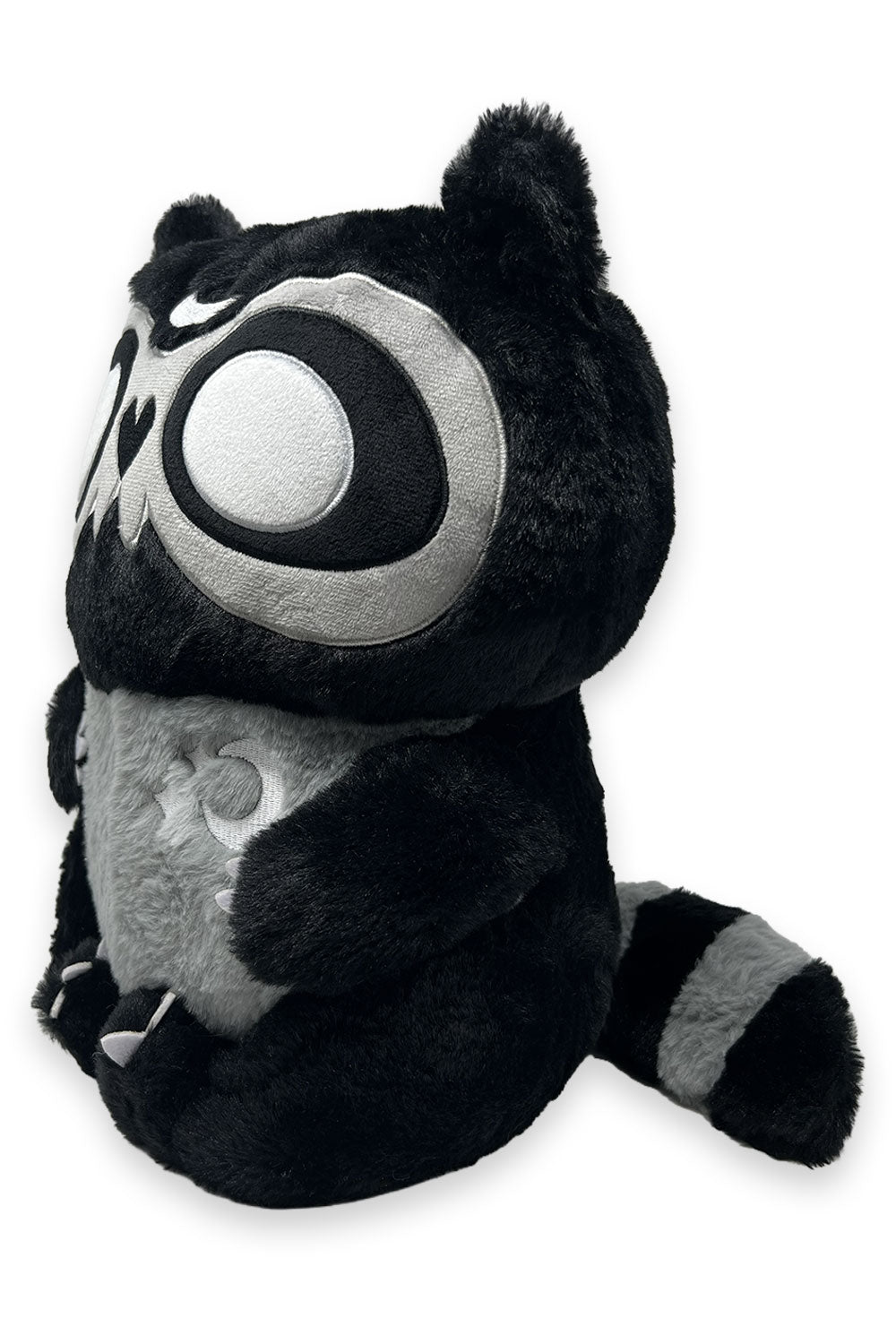 gothic witchy plush toy raccoon plushie with embroidered moons