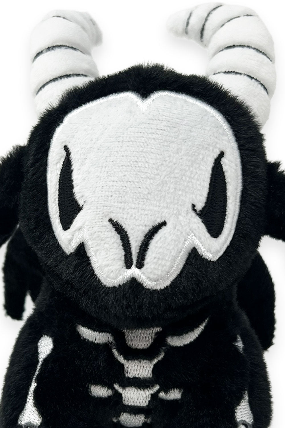 spooky horned 3d skeleton goat keychain with embroidered bones for adults