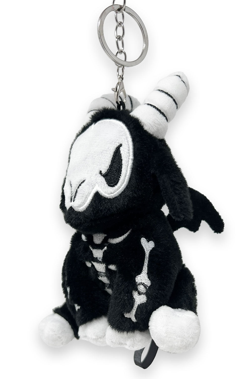 quirky dark 3d skeleton goat keychain with embroidered bones by vampirefreaks