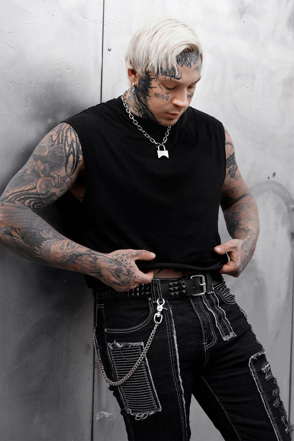 authentic real leather black metal studded belt