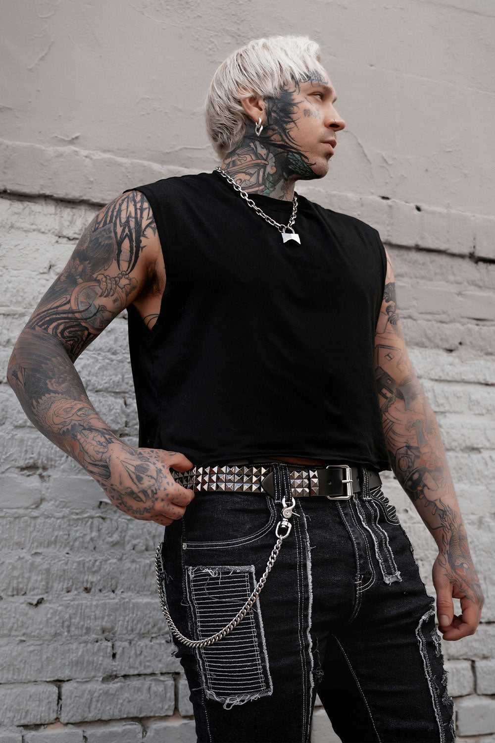 authentic leather gunmetal grey studded belt