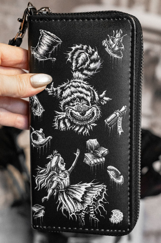 whimsical cheshire cat wallet