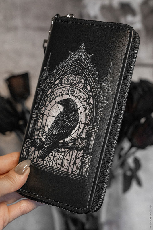 black gothic raven wallet