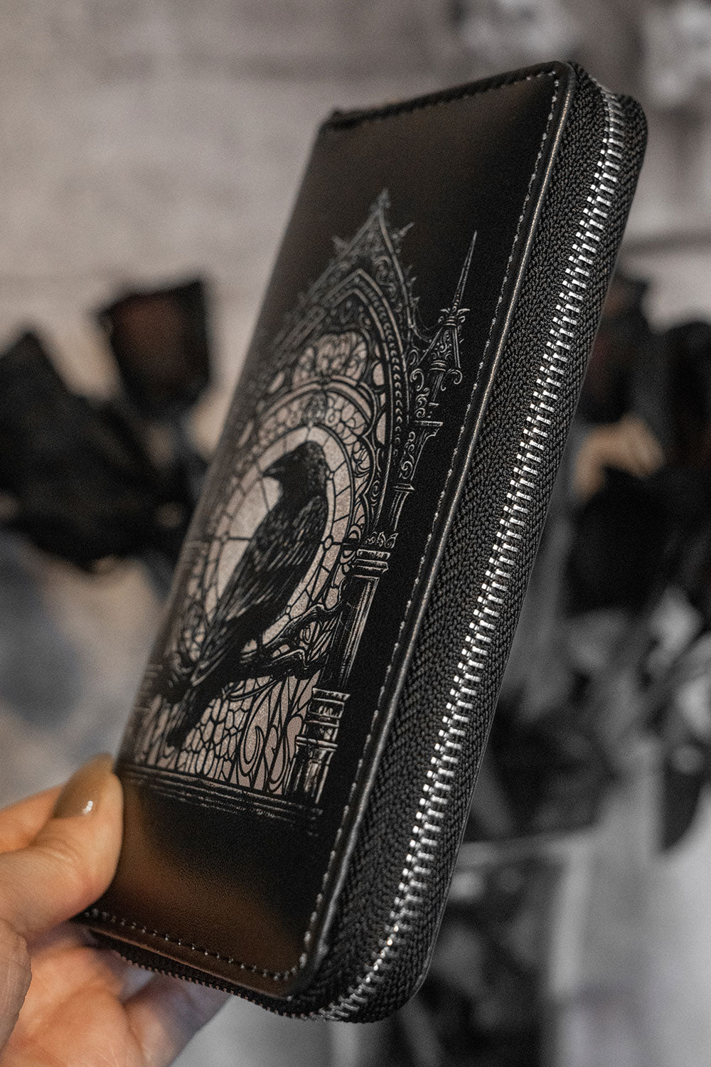 gothic raven crow wallet
