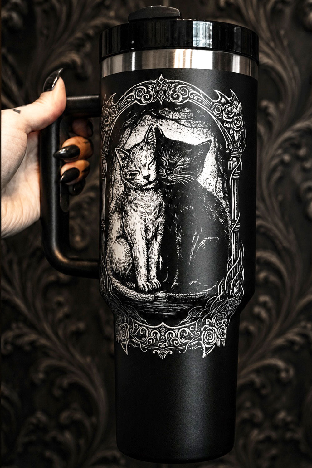 Cute Cuddling Cats printed tumbler from VampireFreaks