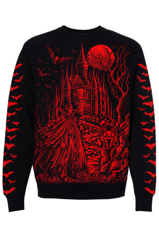 dracula castle graphic sweater