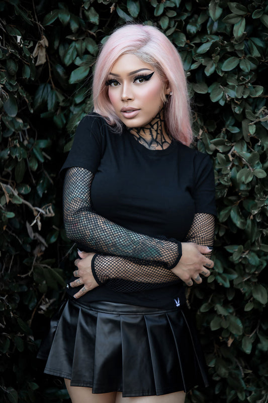 Long sleeve fishnet top for women