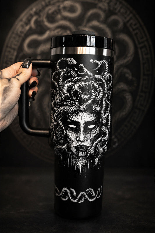 Medusa printed graphic drink tumbler