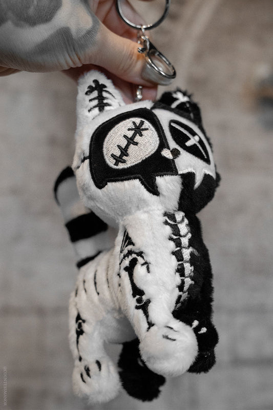 creepy cat plush keychain
