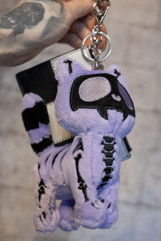 spooky cute creepy pastel goth skeleton cat plush bag charm