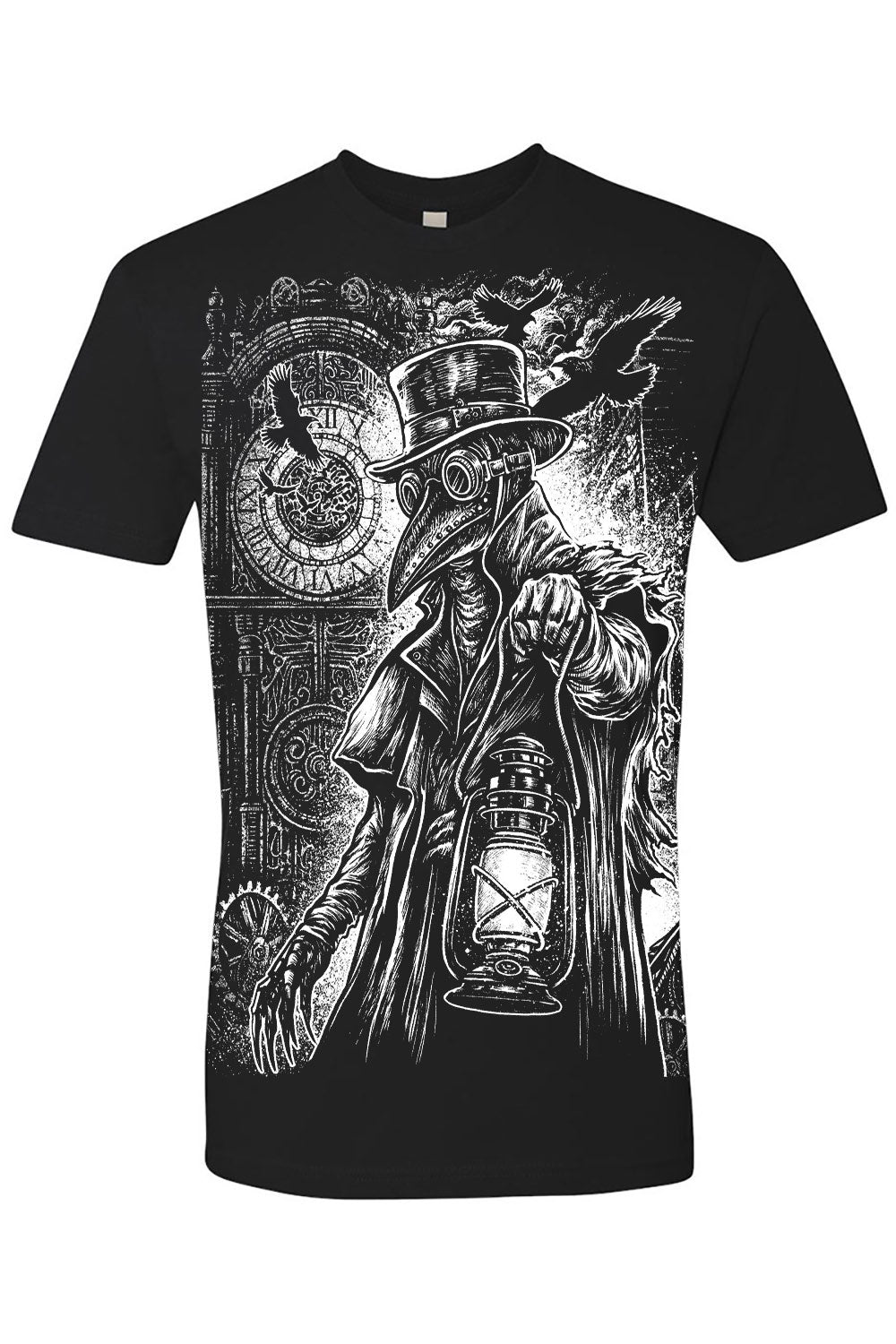 black and white cotton plague doctor shirt