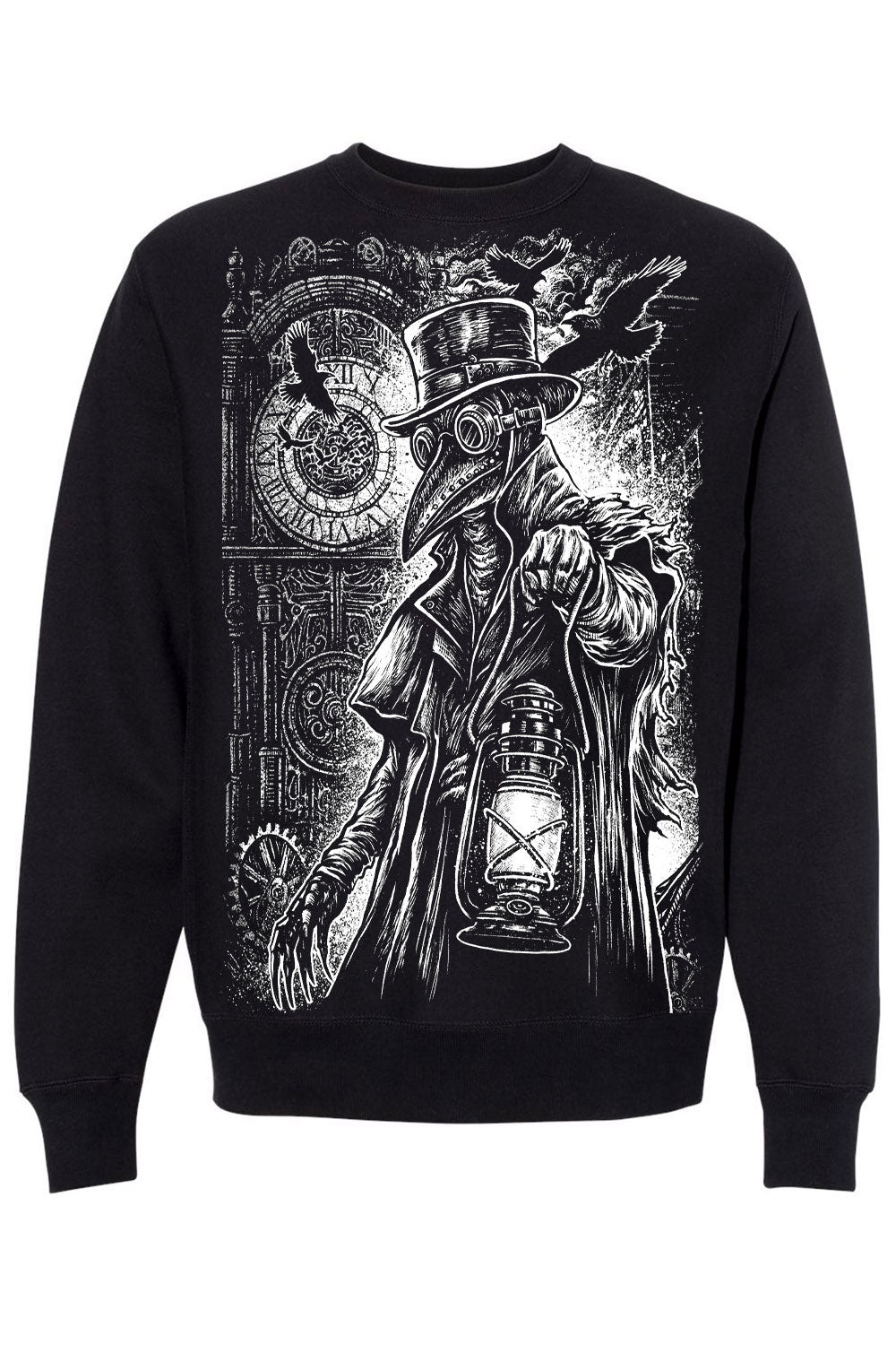 black raven and crow plague doctor steampunk sweater