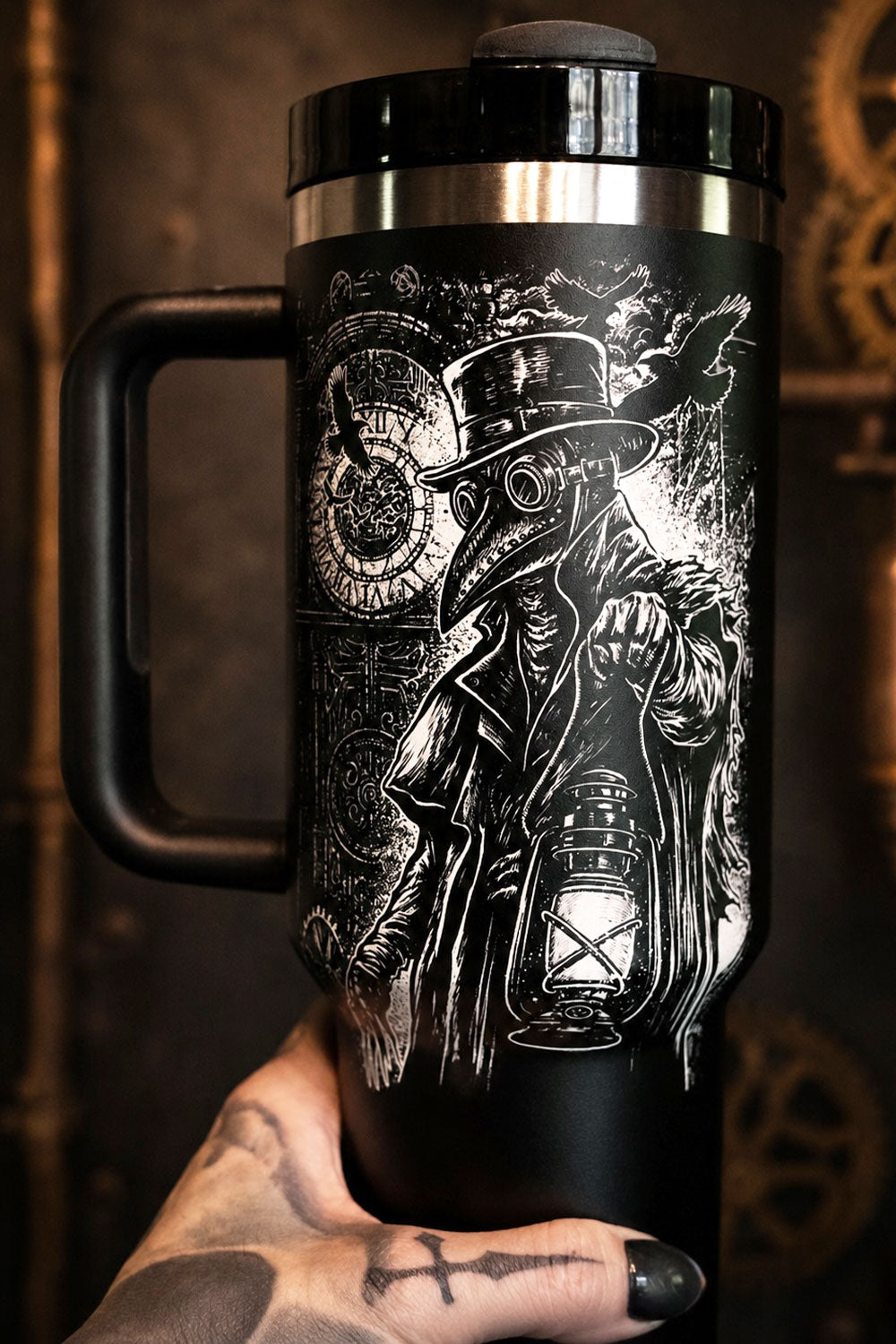 Death Toll Plague Doctor punk printed graphic tumbler