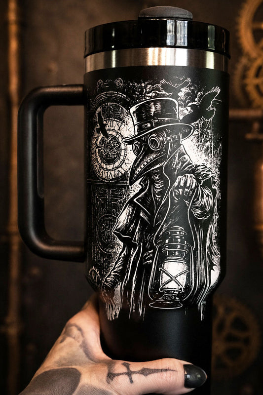 Death Toll Plague Doctor punk printed graphic tumbler