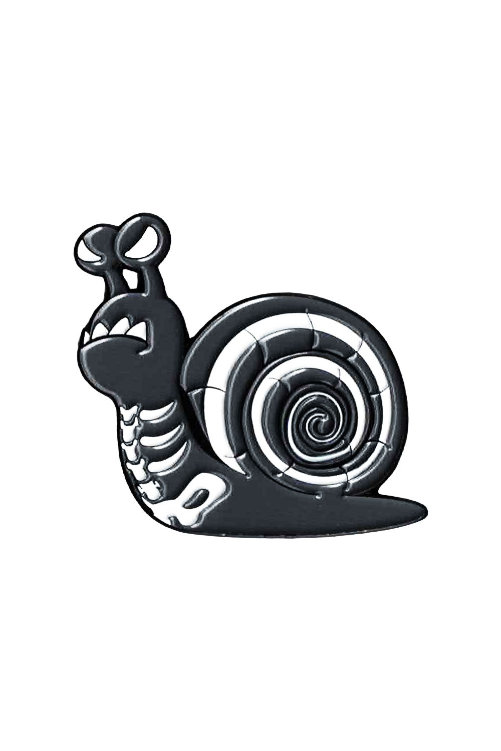 skeleton snail enamel pin