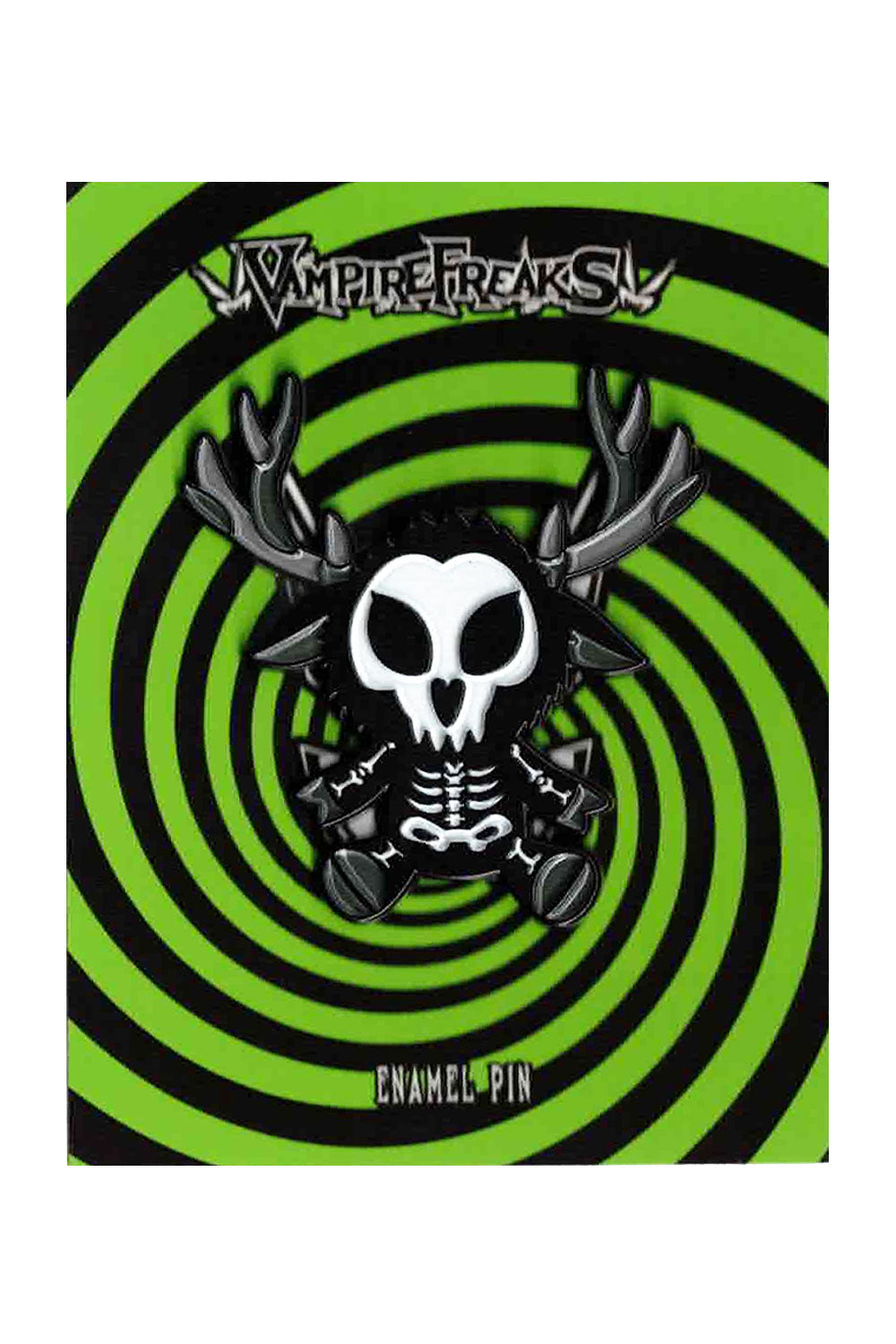 black and white skeleton wendigo enamel pin