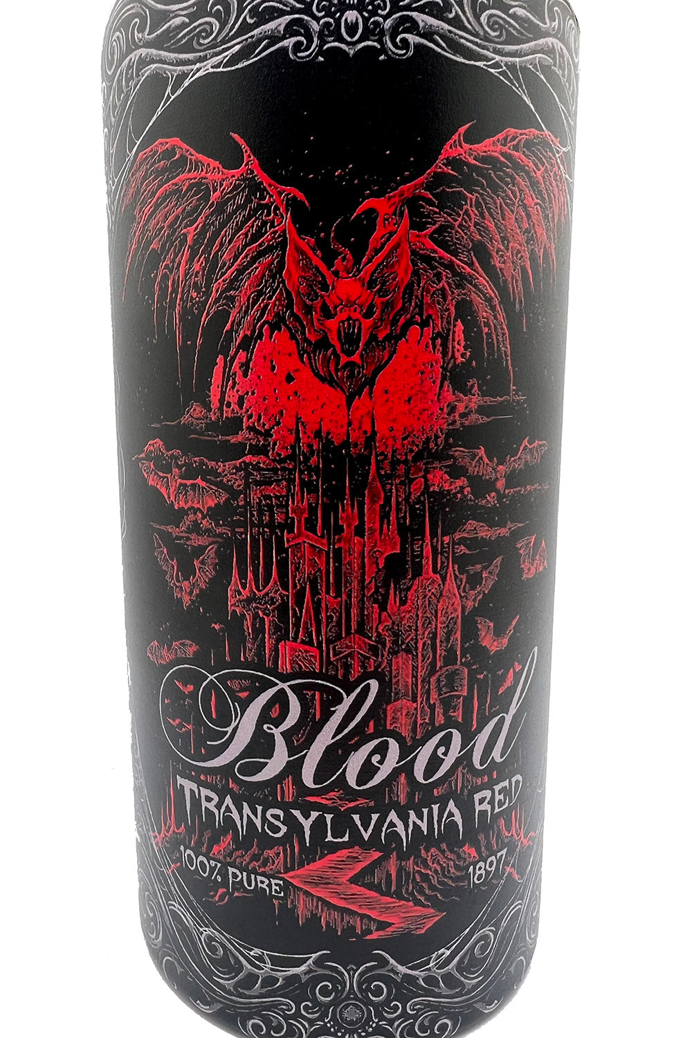 gothic vampire bat stainless steel water bottle