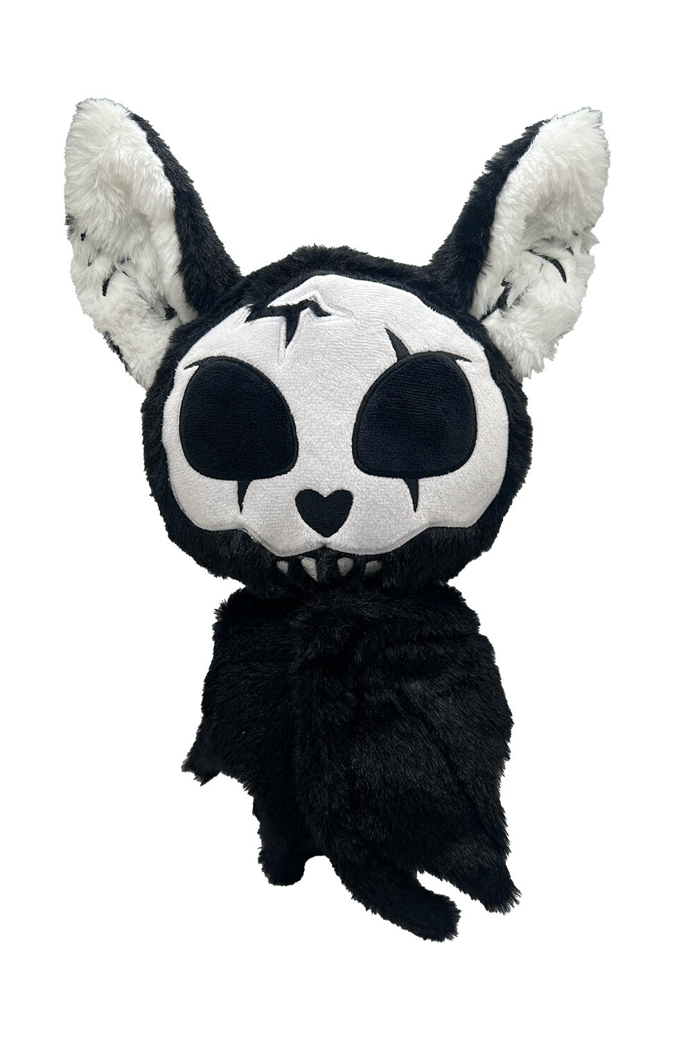 embroidered skeleton black and white bat stuffed animal plush toy