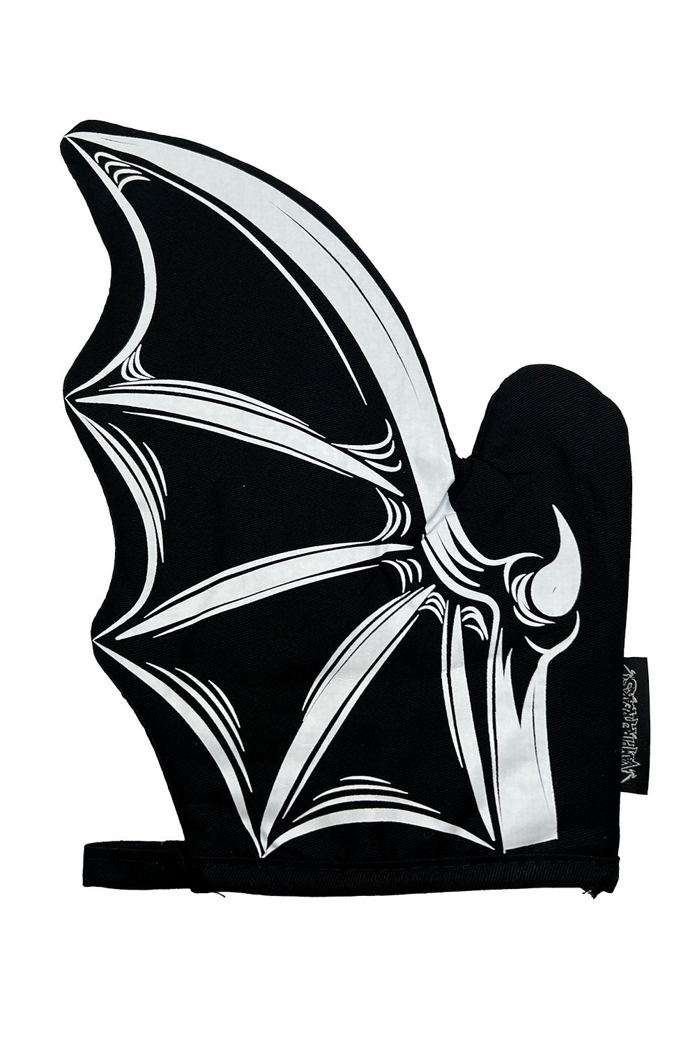 black gothic oven mittens