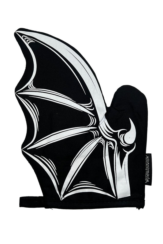 black gothic oven mittens