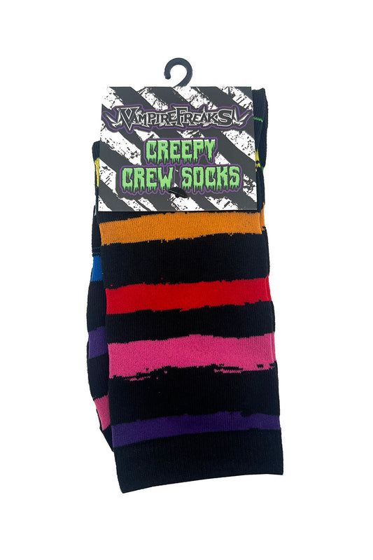 black rainbow crew socks