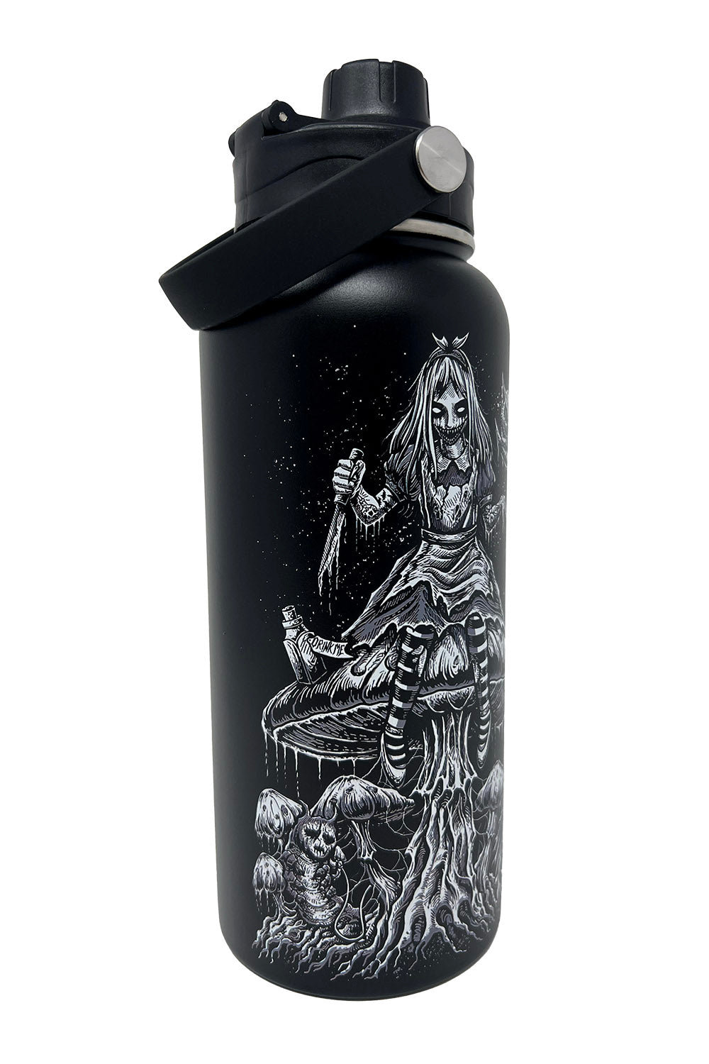 spooky dark whimsical fantasy alice in wonderland water bottle