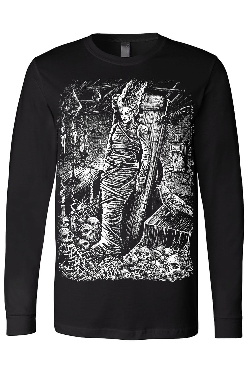 black and white vintage goth bride of frankenstein shirt 