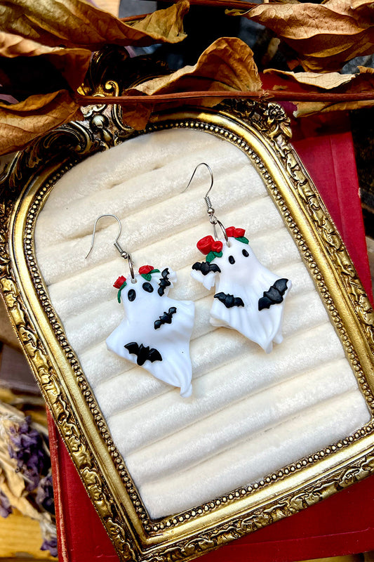 gothic ghost earrings with silver earwire fishhooks
