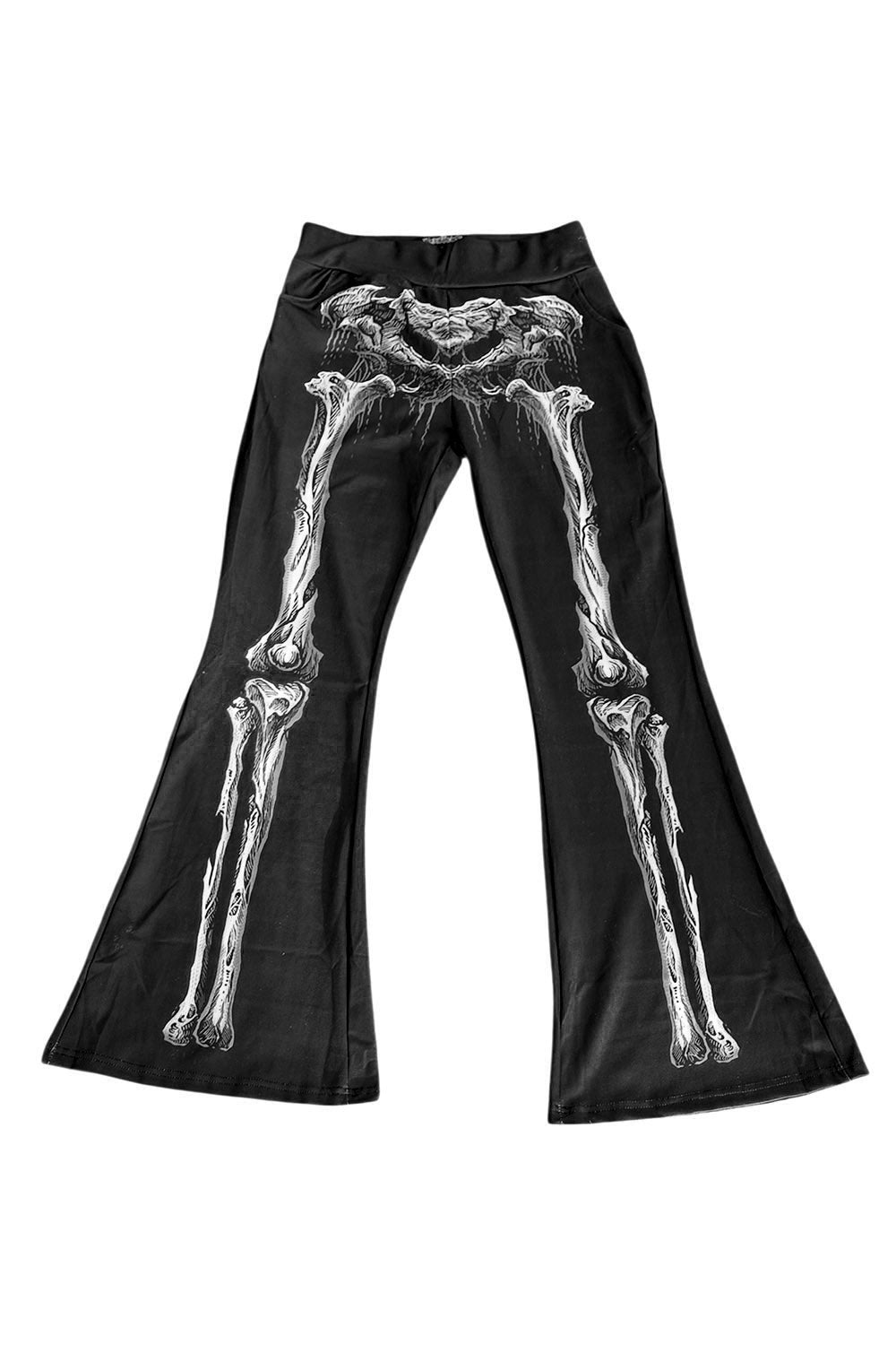 high rise gothic skeleton flared pants