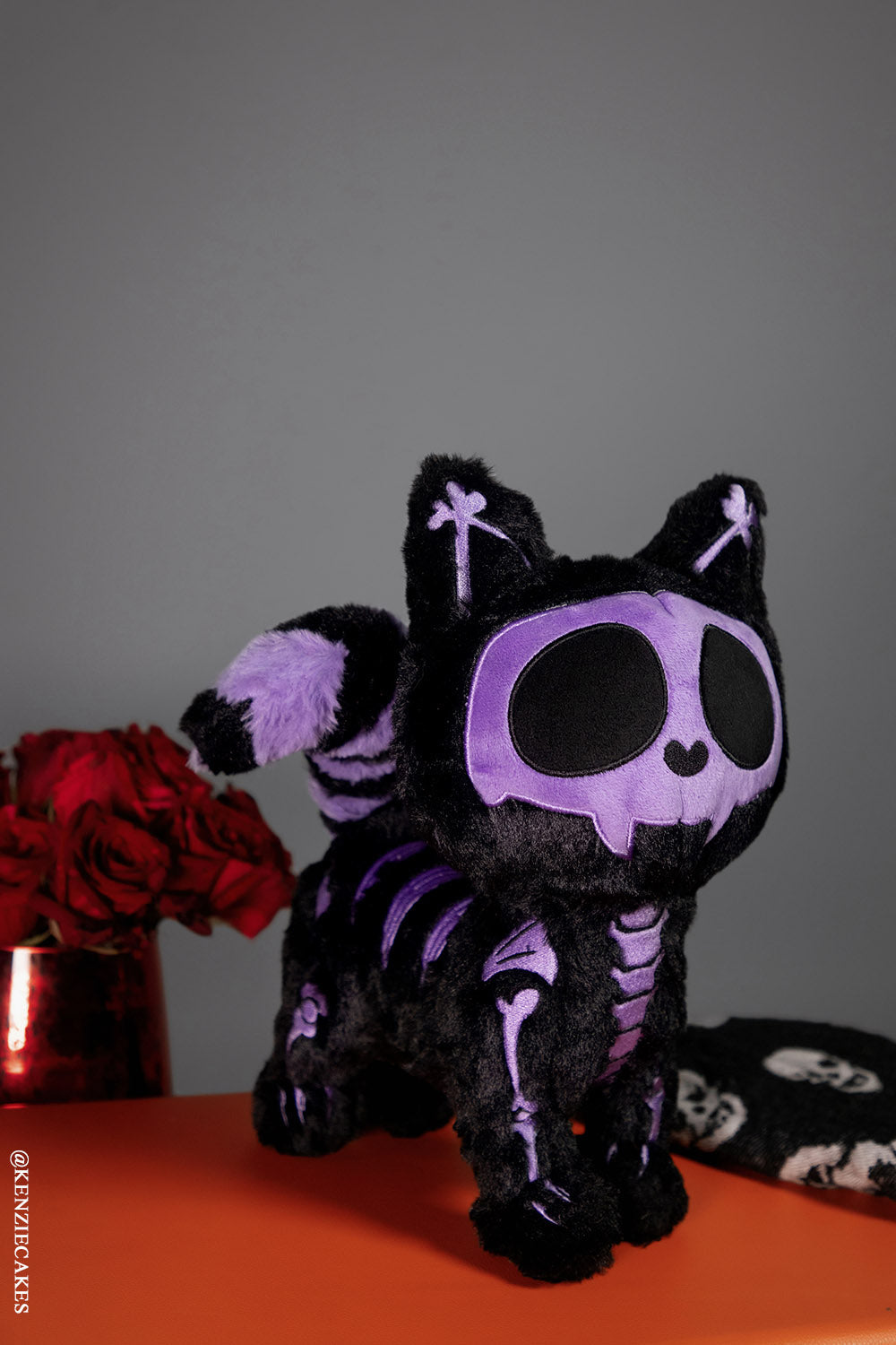 embroidered spooky cat plush toy