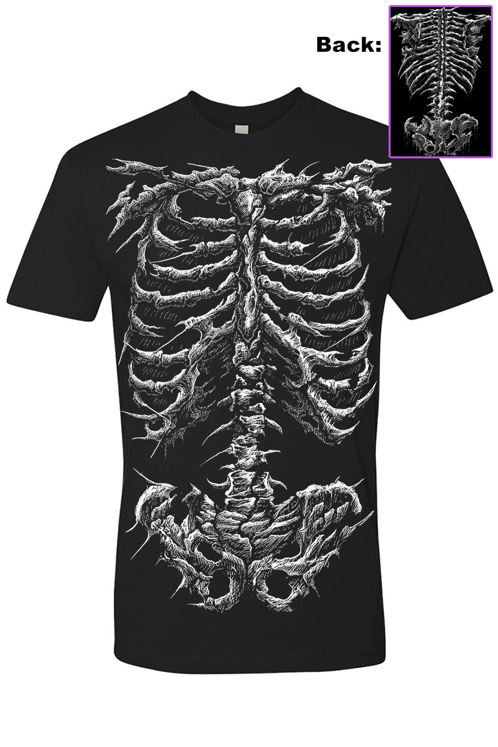 goth shirt with bones on the back