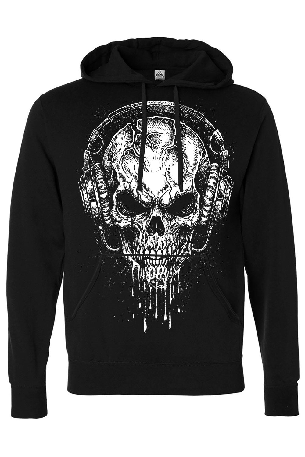 gothic skull wearing headphones graphic hoodie